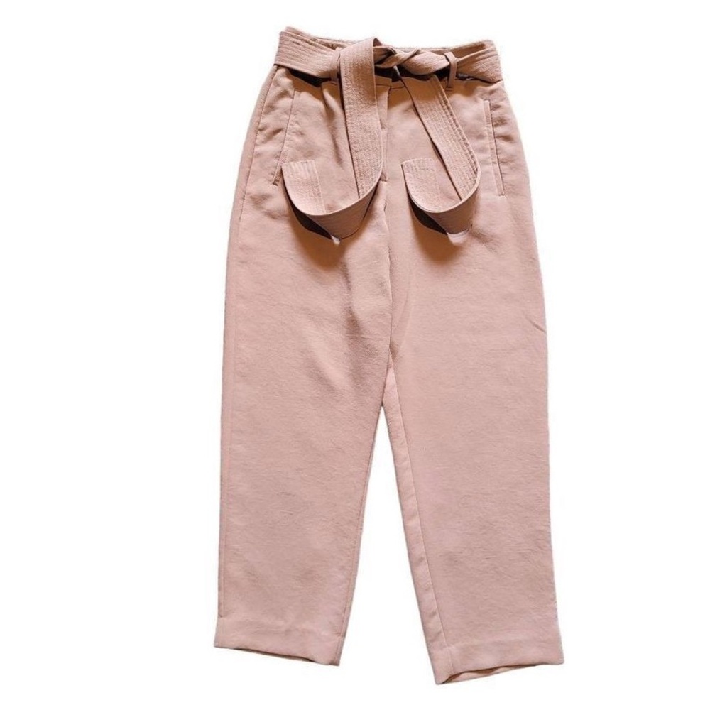Wilfred Aritzia High Waisted Belted Crepe Pants Beige Women's 6